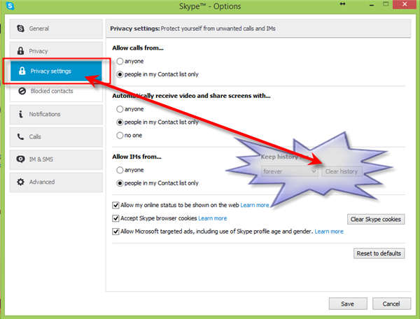 how to erase skype chat history