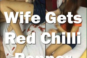 Caught Wife Cheating Gets Red Chilli Pepper Down There With A Kick On The Face