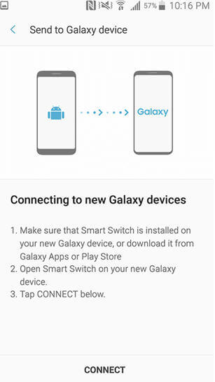 Smart switch for Galaxy S7 - Send to Galaxy Device