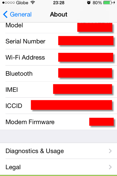 iPhone IMEI and Serial
